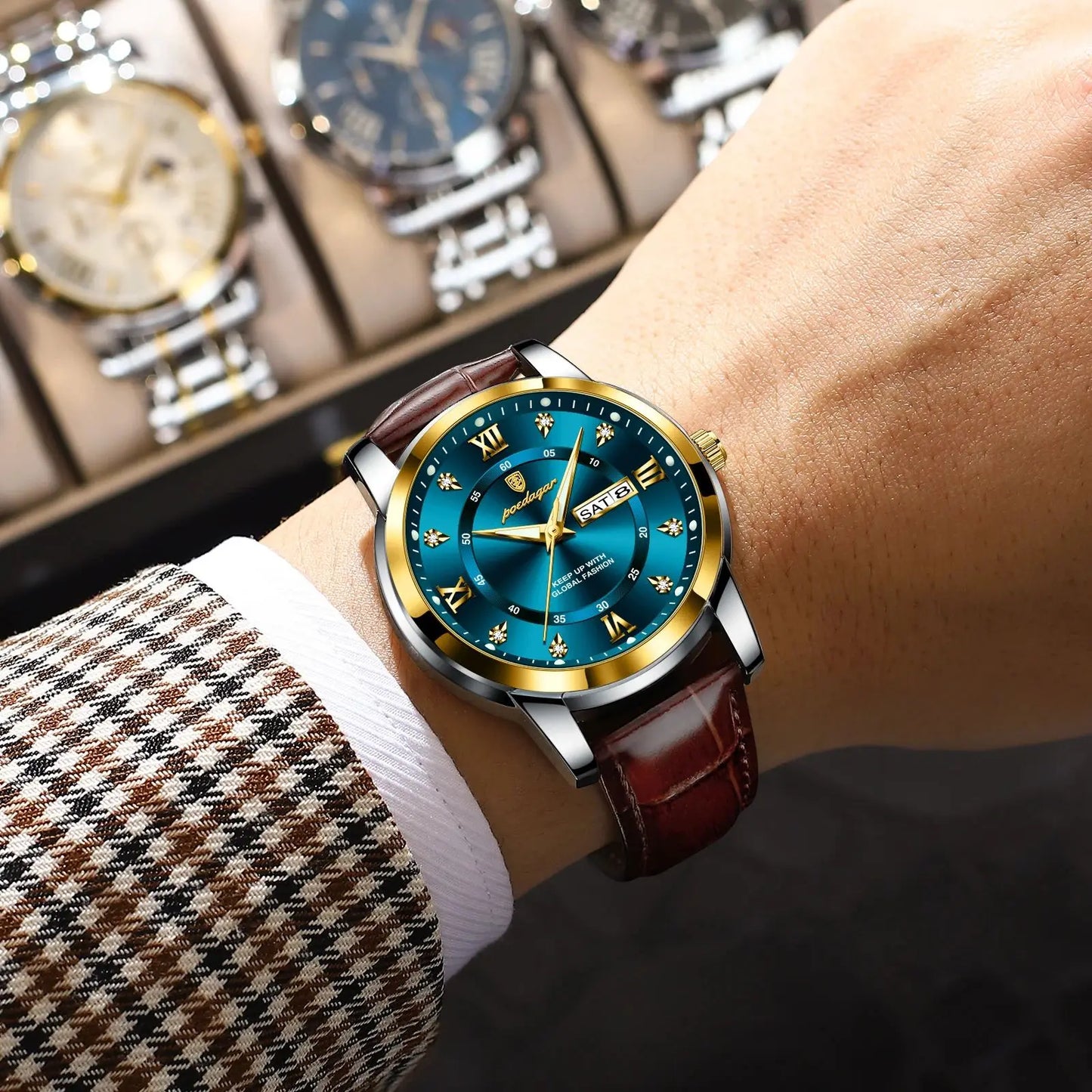 Relógio Masculino com Pulseira de Couro Luigi