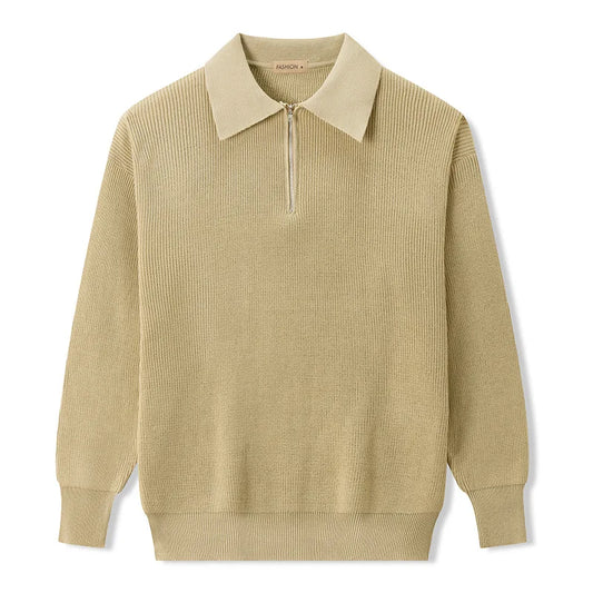 Suéter Casual Masculino de Tricô com Zíper